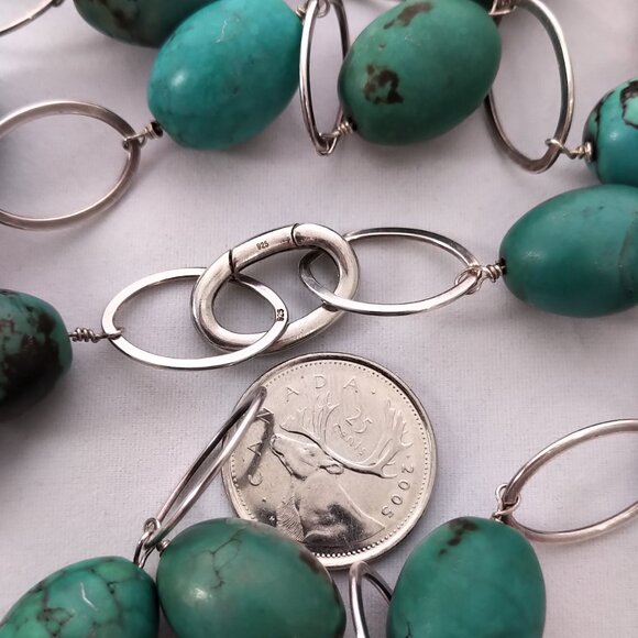 Beautiful Natural Turquoise and Sterling Necklace/Body Jewelry - Picture 5 of 6